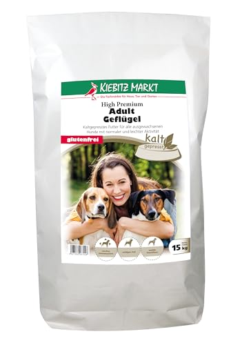 Kiebitzmarkt High Premium Hundefutter Trockenfutter kaltgepresst Adult Geflügel glutenfrei (15 kg)
