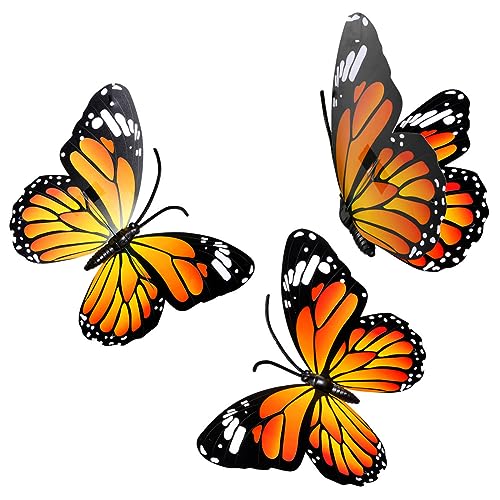 Deko Schmetterling-Set 3 Stück orange 40 cm mit Lochstanzungen zum Aufhängen