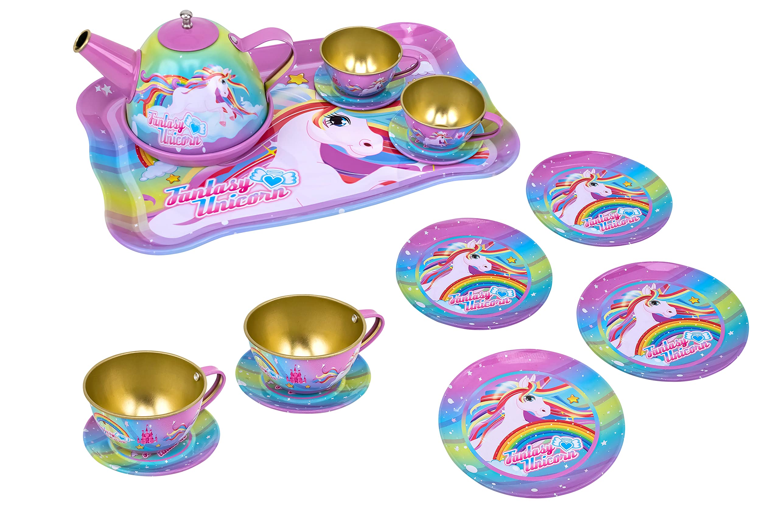 W'TOY 41728 Unicorno Teeservice Spielzeug für Kinder, Rosa