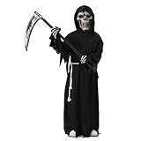 NA# Jungen Kostüm Grim Reaper Halloween Kostüme Kinder Bademantel Geist mit Maske und Sichel (4-6 Jahre, schwarz)