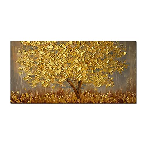 Moderne Kunst Goldener Baum Leinwand Malerei Abstrakte Poster Und Drucke Wandbild Für Wohnzimmer Dekor Dekoration Gemälde,Wg576,70X140 Cm Ohne Rahmen