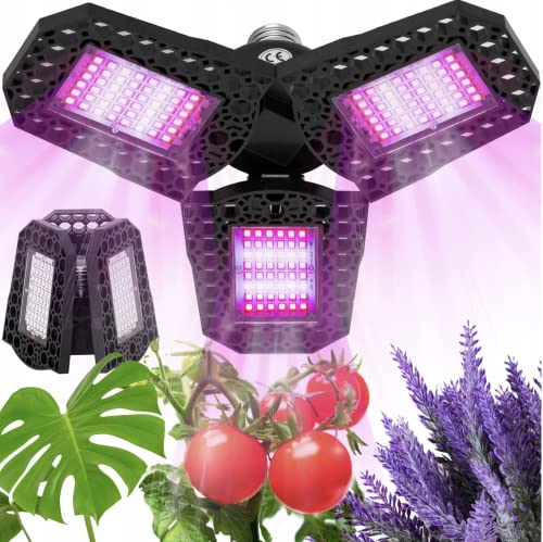 Cronos ORIGINAL Heckermann LED-Pflanzenlampe – Modell: YH-WL-10-108 LEDs – Leistung: 40W – 360° bewegliche Flügel - Farbe: Schwarz - 2 Arten von Lichtern - für verschiedene Pflanzen geeignet