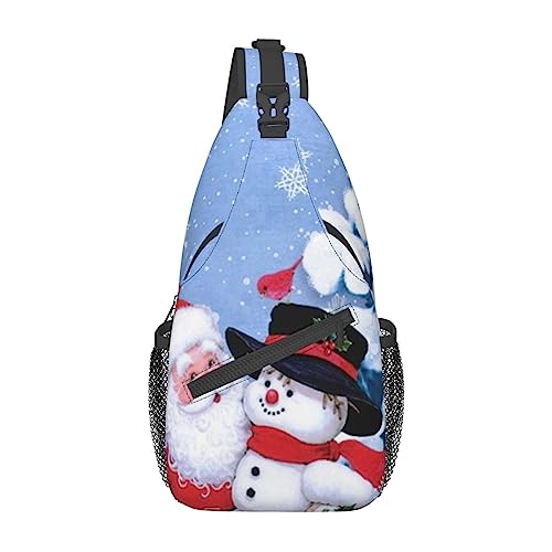 Weihnachts-Rucksack mit Schneemann-Aufdruck, leicht, faltbar, Umhängetasche, wasserabweisend, Schulterrucksack für den täglichen Gebrauch, Schwarz , Einheitsgröße