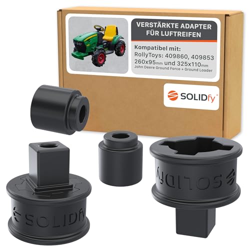 SOLIDfy® - Adapter für Peg Perego Fahrzeuge mit Rolly Toys Luftreifen | Luftbereifung 11mm und 12mm Vorderachse und Hinterachse | John Deere Kinder Elektro Traktor