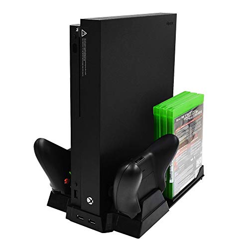 OSTENT Vertikaler Kühlungs-Kühler Stand-Ladegerät Disc-Speicher für Xbox One X Console Controller