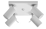 Sollux Lighting Ring Deckenleuchte mit 4 Strahlern - Lampe für Wohnzimmer und Esszimmer mit Verstellbarem Arm und Lichtrichtung - Leuchte für Küche 4 x 40 W - Stahl in Weiß 25 x 25 x 16 cm