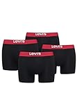 4er Pack Herren Levis Solid Basic Boxer Brief Boxershorts Unterwäsche Pants, Farbe:Black/Red, Bekleidungsgröße:XL