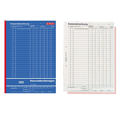 Herlitz 882415 Kassenabrechnungsbuch 502, Karton, A4, 2x50 Blatt blau (3er Pack)
