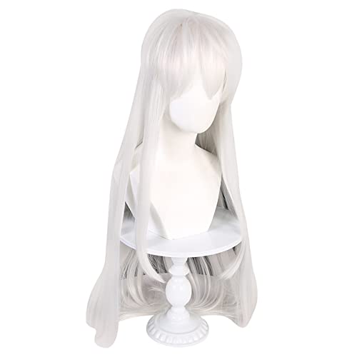 Cosplay Perücke Damen langes glattes Haar Silber Weiß Anime Styling Mode Persönlichkeit Perücke Modedekoration