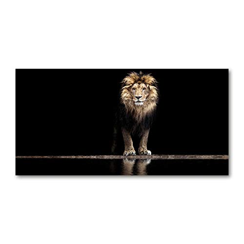 Tulup Acrylglas - Wandkunst - Bild auf Acrylglas Deko Wandbild hinter Kunststoff/Acrylglas Bild - Dekorative Wand für Küche & Wohnzimmer 140 x70 cm - Tiere - Löwen-Porträt - Braun