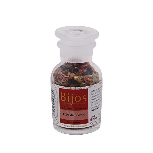 BiJos Select Räucherwerk in 60 ml Glasfläschchen Fühl Dich Wohl FAIR Trade - entspannend und lösend