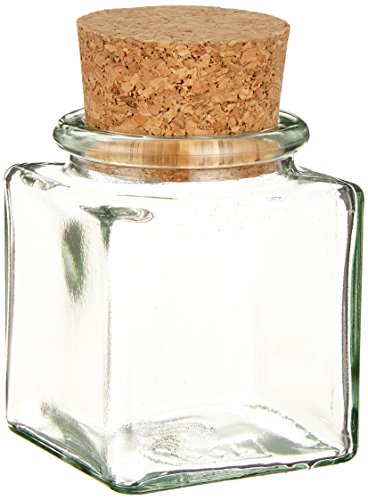 Viva Haushaltswaren - 8 x kleines Gewürzglas eckig 100 ml, Glasdose mit Korkverschluss als Gewürzdose & Vorratsdose für Gewürze, Salz etc. verwendbar (inkl. kleiner Holzschaufel 7,5 cm)