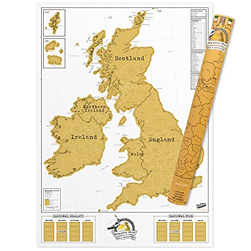 Luckies of London Weltkarte zum Rubbeln - Das Original Scratch Map, Großbritannien und Irland Edition, Groß, 82,5 x 59,4cm