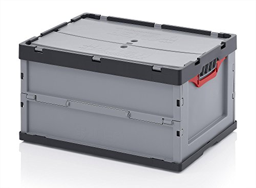 Profi-Faltbox mit Deckel 5er Set, Auer Packaging | Behälter Stapelbehälter Aufbewahrungskiste Transportbox Plastikbox Klappbox | FBD 64/32, 60x40x32 cm, 67 Liter,