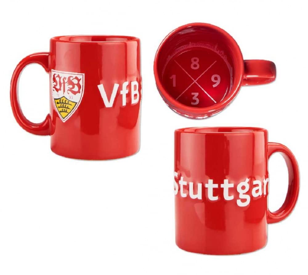 VfB Stuttgart Tasse - Criss-Cross - rot Kaffeetasse Pott Mug - Plus Lesezeichen Wir lieben Fußball