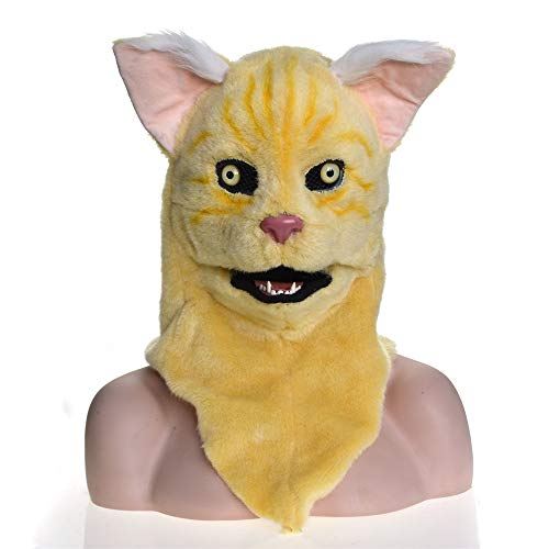 WINPSHENG-Maske für Erwachsene Halloween Karneval Fröhliche Party Supplies Full Face Fussy gelbe Katze Maske mit Mover Mouth (Color : Yellow)