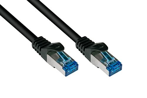 Good Connections Cat.6A Ethernet LAN Patchkabel mit Rastnasenschutz RNS, S/FTP, PiMF, halogenfrei, 500MHz, OFC, 10-Gigabit-fähig (10/100/1000/10000-Base-T Ethernet Netzwerke) - z.B. für Patchpanel, Switch, Router, Modem - schwarz, 40m