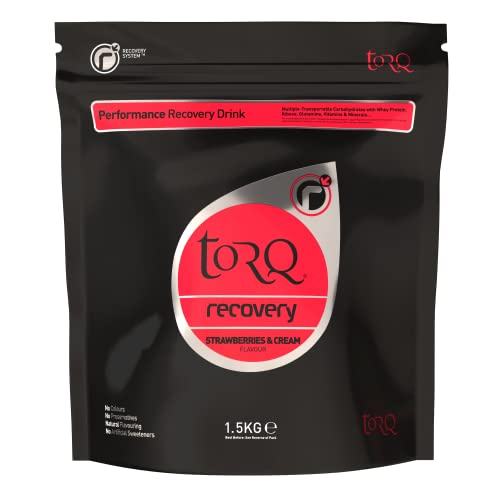 Torq Recovery Drink Strawberries & Cream - Rapid Recovery Drink Powder -Whey Protein Isolate / Glutamine / Ribose - Post Workout Protein Powder, 11.5 g of Protein, 30 Servings - 1.5kg