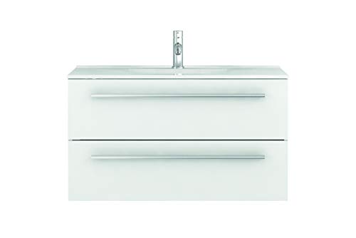 Sieper Waschtischunterschrank Libato - Unterschrank Verschiedene Breit - weiß oder anthrazit Hochglanz - Badmöbel Badezimmermöbel Waschtisch Unterschrank Badmöbel (90, weiß)