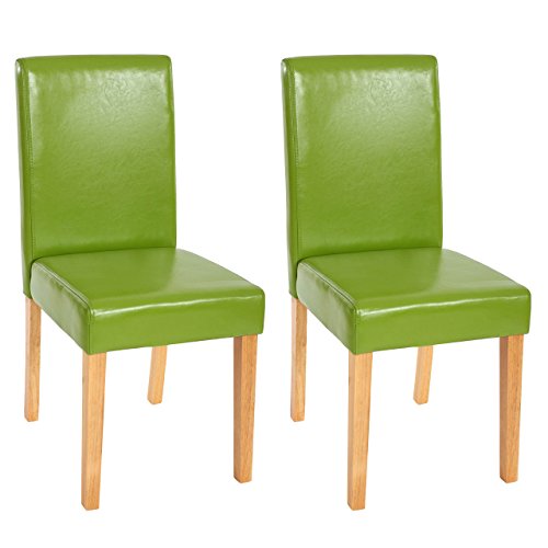 Mendler 2X Esszimmerstuhl Stuhl Küchenstuhl Littau - Kunstleder, grün, helle Beine