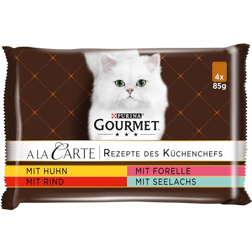 PURINA GOURMET A la Carte Katzenfutter nass, Sorten-Mix, 12er Pack (12 x 4 Beutel à 85g)
