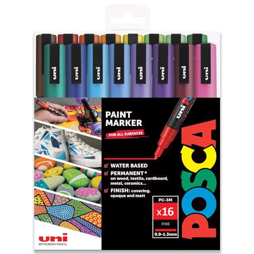 POSCA Colouring - PC-3M Full Spectrum Set of 16 - In 2 Gift Boxes