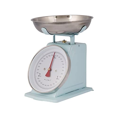 PLINT New 3KG Traditional Weighing Kitchen Scale With Stainless Steel Bowl, Retro Scales Mechanical Vintage, Retro Food Scales with Large Metal Bowl (Ice Color)