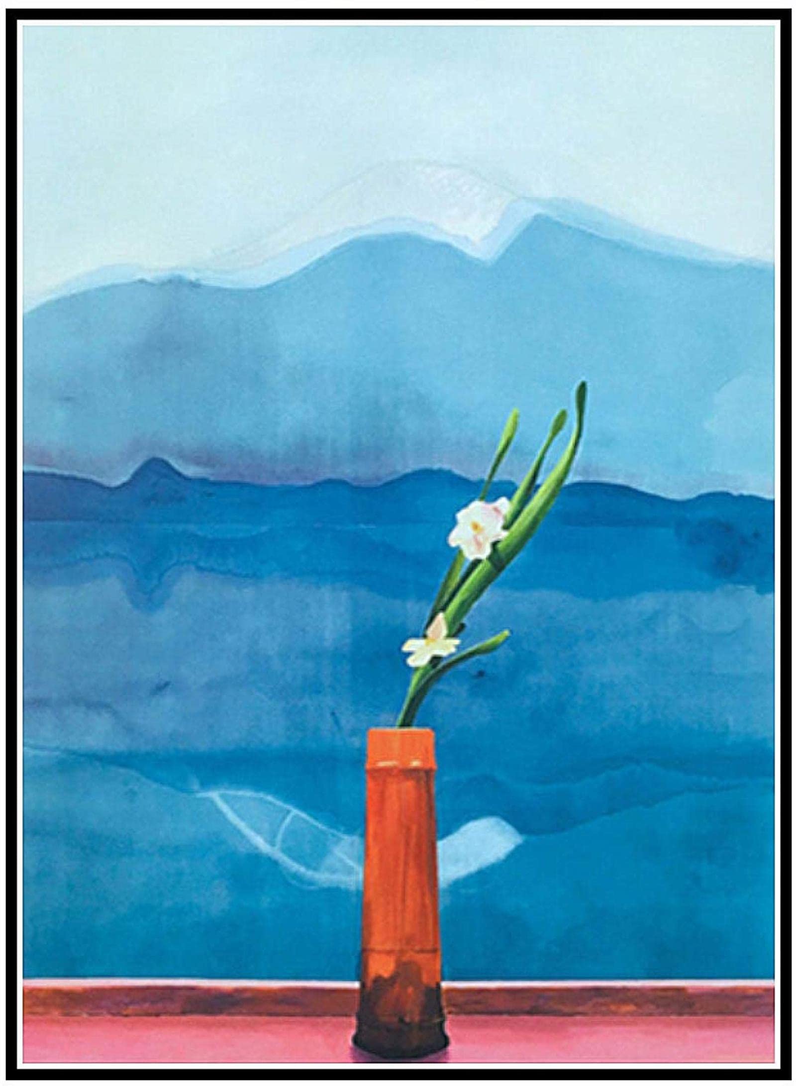Wandmalerei 50x70 cm Rahmenlos David Hockney Mount Fuji Blume Poster Leinwand Malerei Wohnzimmer Wandkunst Leinwand Druckgrafik Dekoration