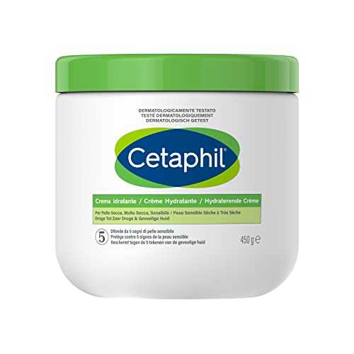 Cetaphil, Feuchtigkeitsspendende Creme für Gesicht und Körper, intensive Feuchtigkeit für 48 Stunden, ideal für trockene Haut, sehr trocken, sensibel und beschädigt, ohne Duft, Format 450 g