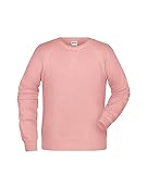 James & Nicholson Herren Raglan Sweatshirt - Sweatshirt im Raglanschnitt aus Bio-Baumwolle | Farbe: Rose-Melange | Grösse: XL