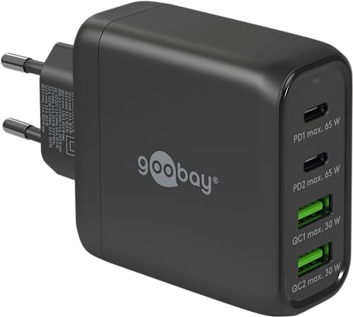 goobay 64817 USB C PD 4-Fach Multiport Schnellladegerät (68W) / 2X USB A 2X USB C Eingang/Power Delivery/Netzteil für Ladekabel vom iPhone und Anderen Handys/Handy Ladegerät/schwarz