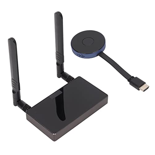 Annadue Kabelloser HDMI Sender und Empfänger, HD Extender Konverter Adapter Video Audio von Laptop/Smartphone auf HDTV/Projektor,30 M 2,4 G/5 G 4K*2K Wireless Extender(Schwarz)