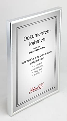 IDEAL 10 Dokument Bilderrahmen in Silber 21x29,7 DIN A4 Urkunde Bilder Foto Rahmen