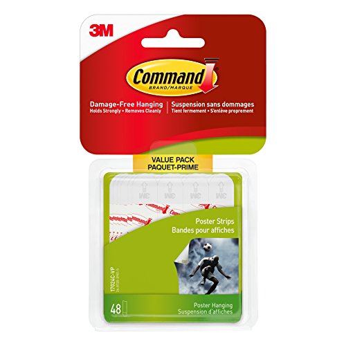 Command Poster Hanging Strips Value Pack, Small, White, 48 Pairs
