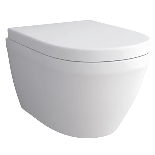 Alpenberger Wand-WC Tiefspüler Spülrandlos | Keramik Toilette mit Bidet-Funktion | Dusch-WC Toilettenschüssel mit Nano-Beschichtung | Hänge-WC mit Duroplast WC-Sitz & Absenkautomatik