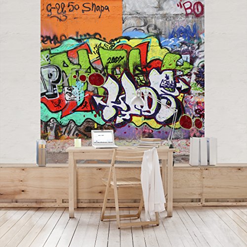 Apalis Kindertapeten Vliestapeten Graffiti Fototapete Quadrat | Vlies Tapete Wandtapete Wandbild Foto 3D Fototapete für Schlafzimmer Wohnzimmer Küche | Größe: 288x288 cm, mehrfarbig, 97715