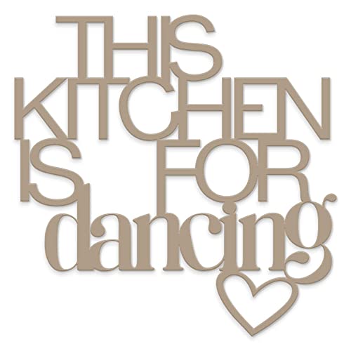 Declea Schriftzug aus Holz zum Aufhängen This Kitchen is for Dancing, ideal für die Küche – Dekoration für Restaurants und Clubs, dekorativer Schriftzug aus Holz, handgefertigt