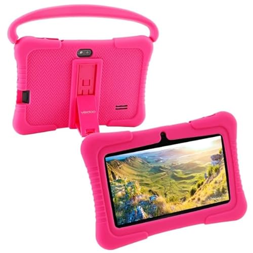 DWO EUROPE Allwinner A100 7 Zoll Tablet 1024×600 2GB RAM 32G ROM mit Silikonhülle, Tablet für Kinder (Rosa)