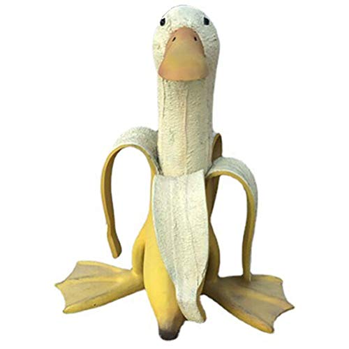 MSLing Bananenenten-Statue, skurrile kreative Bananenente, Gartenstatue, niedliche dekorative geschälte Bananenente, Hofkunst für Outdoor-Dekoration