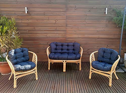 Gartenbankauflagen 6 teiliges Sitzkissen-Set Sitzpolster für Gartengarnitur Set Steve JCG1 (Dunkelblau, Polyester)