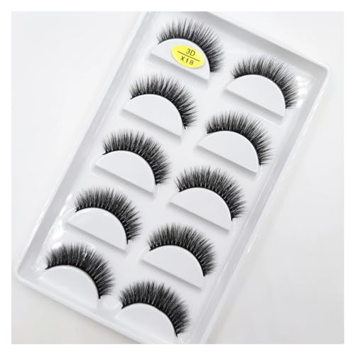 UAMOU 30 Stil 5 Paar natürliche Wimpern Nerz Wimpern handgemachte flauschige Wimpern 3D falsche Wimpern Make-up Faux Cils Maquiagem Cilios Cheerfully (Color : 5 Pairs X18)