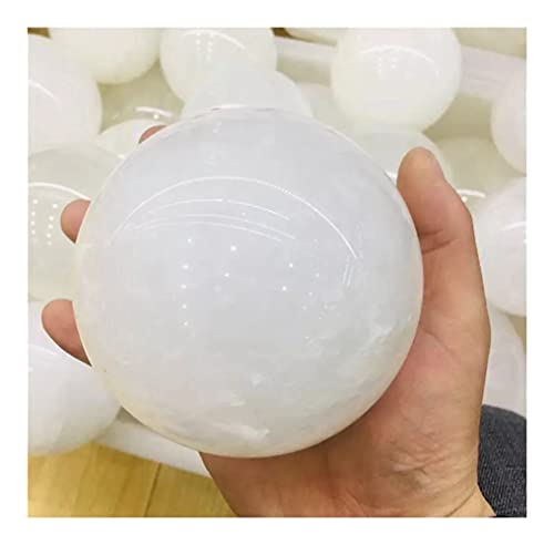 Natürlicher weißer Kristall, polierte Kristallkugel, volle Größe, Heimdekoration, Feng Shui, Rohsteinmassage Raumdekoration (Color : Creamy White, Size : 140mm)