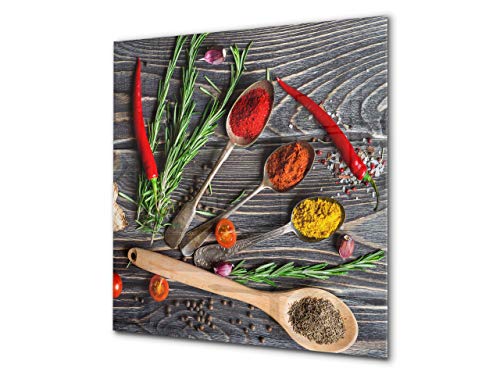 Gehärtete Glasrückwand - Glasrückwand mit aufgedrucktem kunstvollen Design BS13 Verschiedenes: Spices On Spoons
