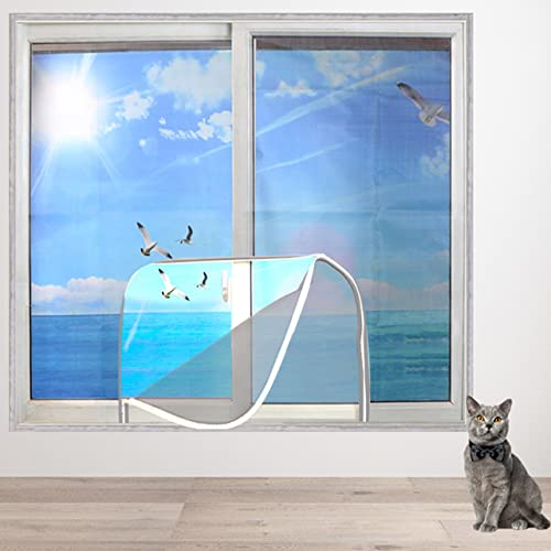 DG Catiee Katzen-Sicherheits-Netz-Fensterschutz, Anti-Mücken-Fliegengitter, Katzen-Balkon-Netz, staubdichter Reißverschluss, selbstklebend, wiederverwendbar, 180 x 180 cm, graues Netz-D)