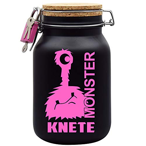 Spardose Monster Knete Pink Geld Geschenk Idee Schwarz XL