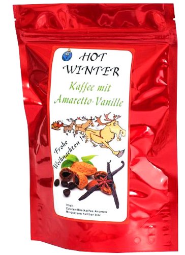 Aromatisierter Kaffee (Hot Winter Amaretto-Vanille,1000g) Ganze Bohne - als Weihnachtsgeschenk