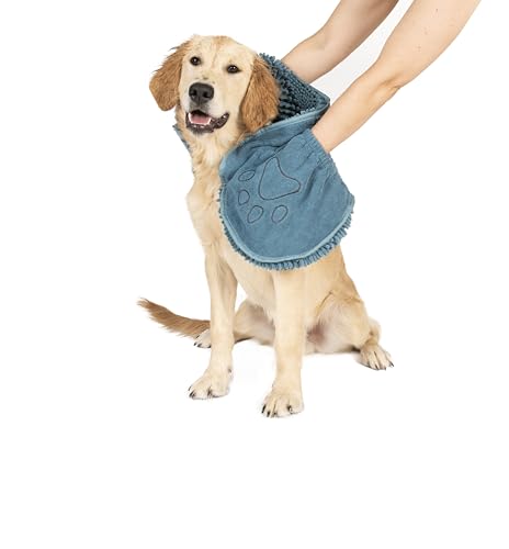 Das Original Dirty Dog Shammy Ultra saugfähige Mikrofaser-Handtuch mit Eingriffstaschen für nasse Hunde und Griff ist perfekt für Bad, Regen, Strand - maschinenwaschbar