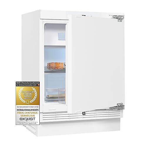 Exquisit Unterbau Kühlschrank UKS130-4-FE-010D | Nutzinhalt 121 l | Türanschlag wechselbar | LED Licht | Alarmsignal