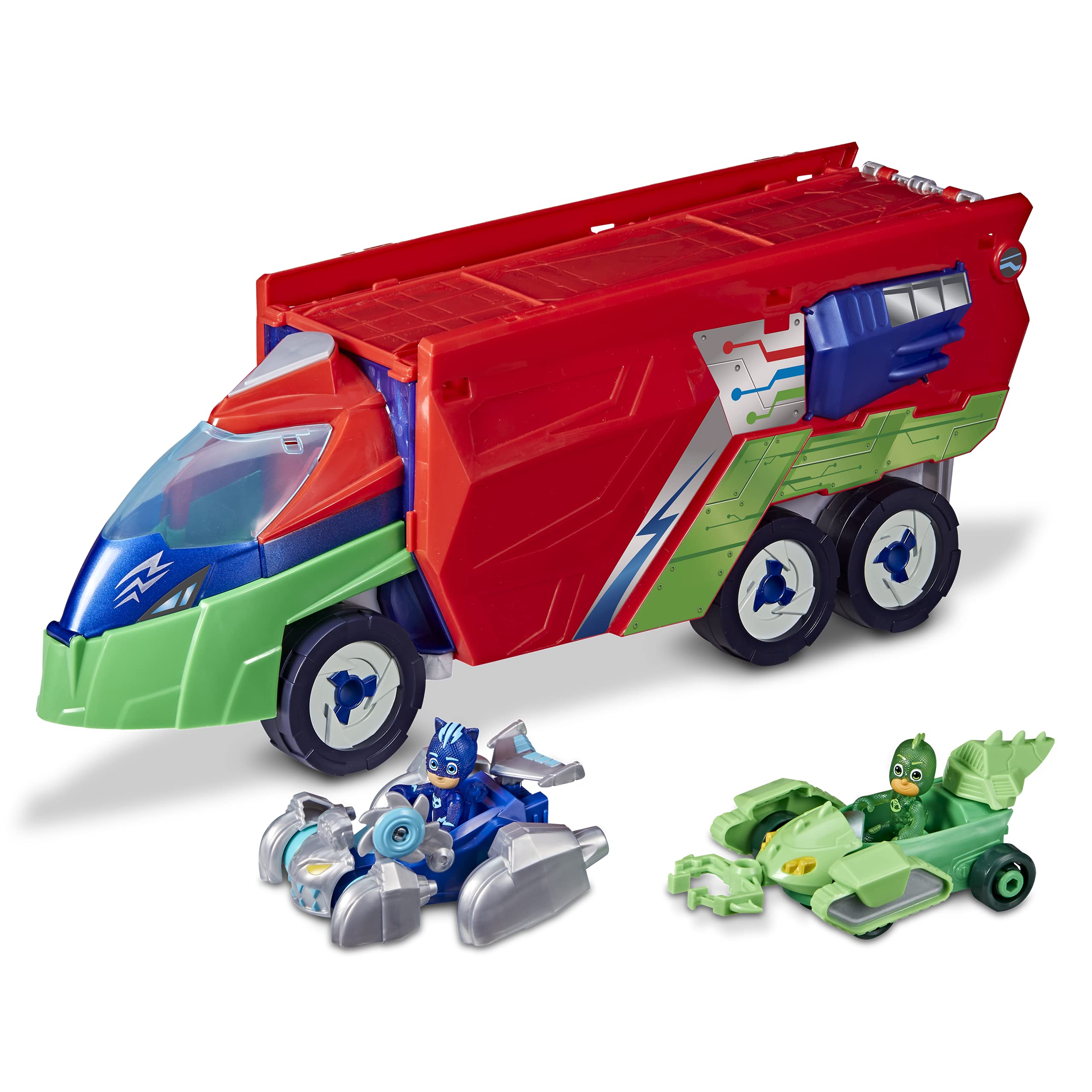 PJ Masks PJ Launching Seeker Preschool Toy, Transforming Vehicle Playset with 2 Cars, 2 Action Figures, and More, for Kids Ages 3 and Up