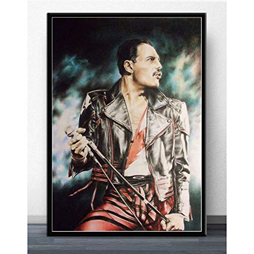 LCSLDW Leinwanddruck Freddie Mercury Rock Musiker Comics Poster Und Drucke Bohemian Rhapsody Wandkunst Leinwand Malerei Für Wohnzimmer Home Decor